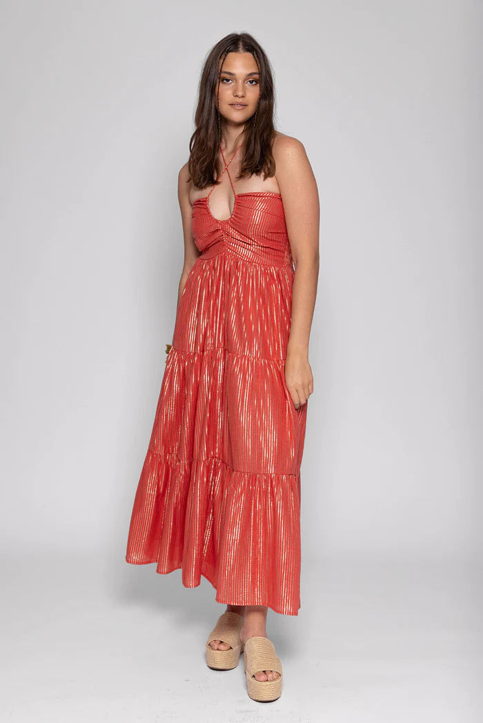 Sundress Rika Maxi Dress - Terracotta and Gold