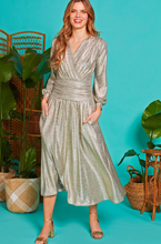 Onjenu Sharon Midi Dress in Metallic Gold