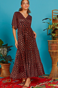 Onjenu Tilly Maxi Evening Dress Dot Orange