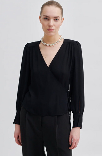 Second Female Paulina Wrap Blouse- Black