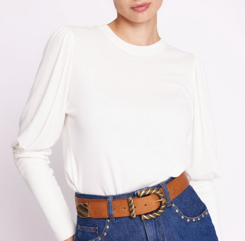 Berenice T-shirt with long puffed sleeves- White