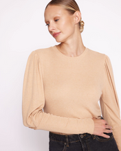 Berenice T-shirt with long, puffed sleeves- Camel