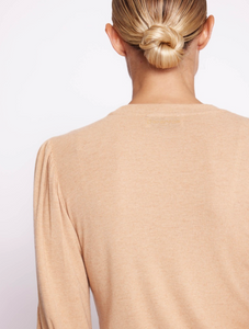 Berenice T-shirt with long, puffed sleeves- Camel