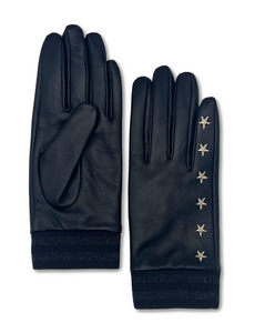 Nooki Elvis Star Embroidered Leather Glove- Black