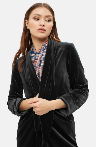 Traffic People Never Say Goodbye Boyfriend Jacket- Black