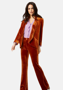 Traffic People Never Say Goodbye Velvet Boyfriend Jacket- Brown