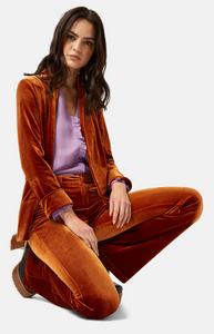 Traffic People Never Say Goodbye Velvet Boyfriend Jacket- Brown