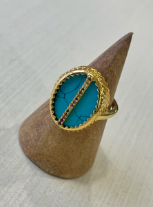 Une A Une Stone Shine Ring- Turquoise