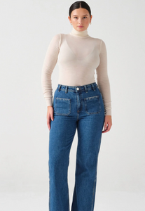 Seventy + Mochi Patched Pocket Mabel Jean in Vintage Americana