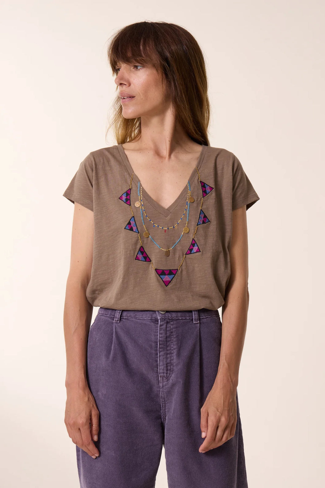 Leon & Harper Tonton Brodery T-shirt - Sage