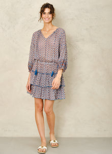 M.A.B.E Vita Print Dress - Orange/Turq