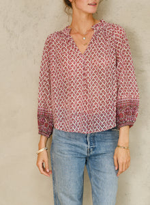 M.A.B.E Viti Print Long Sleeve  Top - Pink