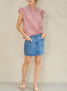 M.A.B.E Viti Print SS Top - Pink