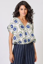 Traffic People - Whispers Top - Blue and Cream