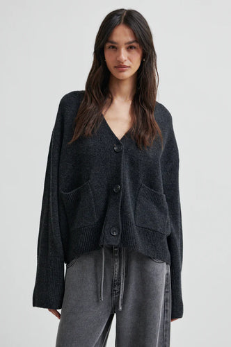 Second Female - Alpha Knit Cardigan - Charcoal Grey