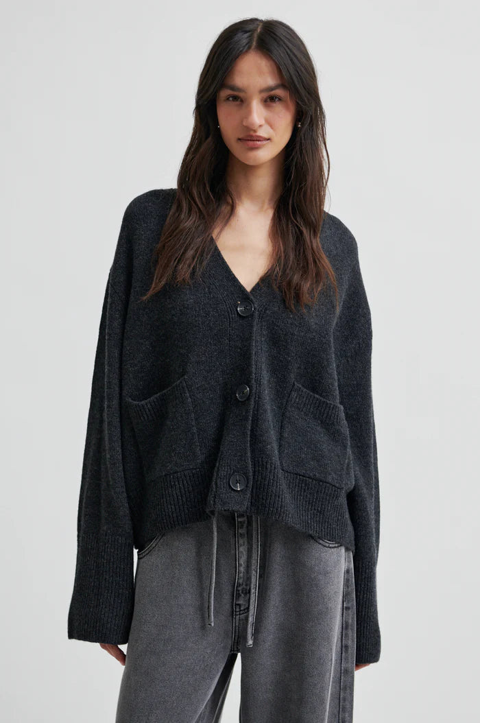 Second Female - Alpha Knit Cardigan - Charcoal Grey