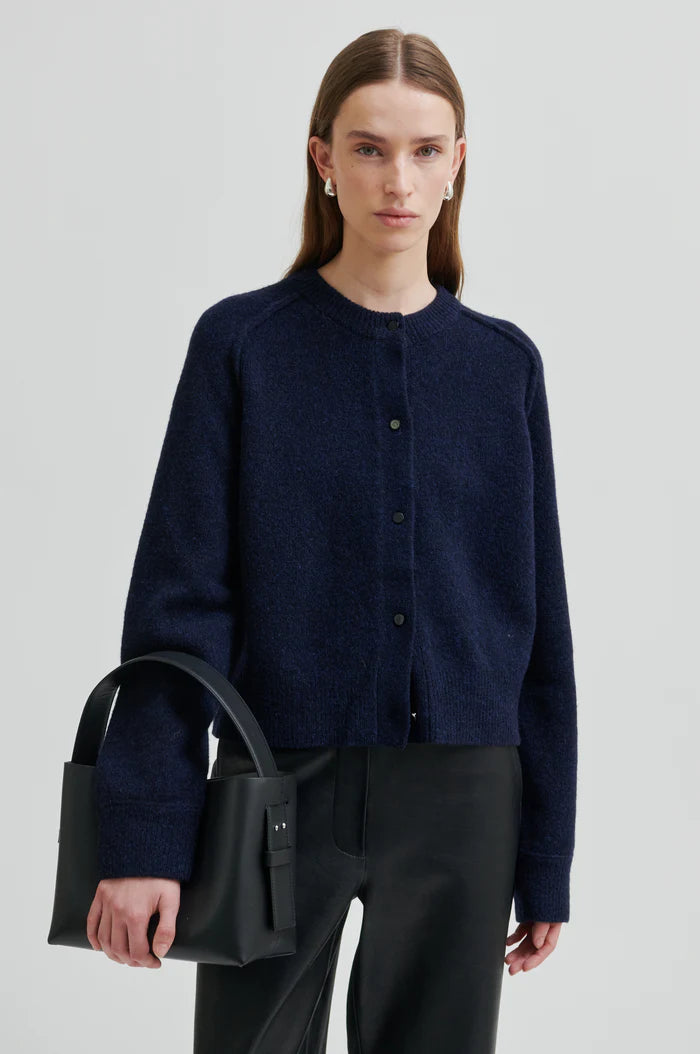 Second Female - Banja Knit Raglan Cardigan - Navy Blue (Carbon)