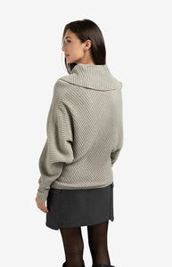 YAYA - Ribbed Batwing Sweater - Grey
