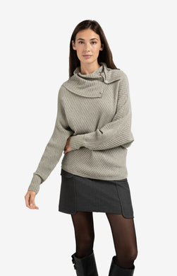 YAYA - Ribbed Batwing Sweater - Grey