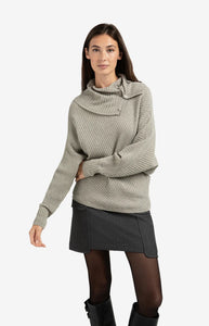 YAYA - Ribbed Batwing Sweater - Grey