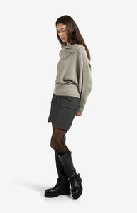 YAYA - Ribbed Batwing Sweater - Grey