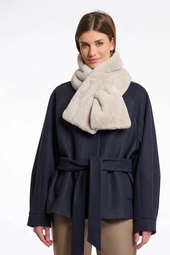 Rino & Pelle - Stip Faux Fur Scarf - Birch Cream