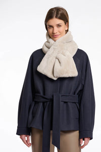Rino & Pelle - Stip Faux Fur Scarf - Birch Cream