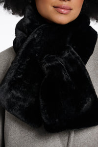 Rino & Pelle - Stip Faux Fur Scarf - Black
