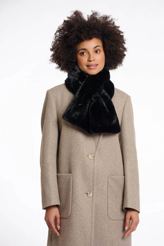 Rino & Pelle - Stip Faux Fur Scarf - Black