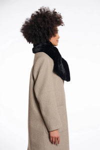 Rino & Pelle - Stip Faux Fur Scarf - Black