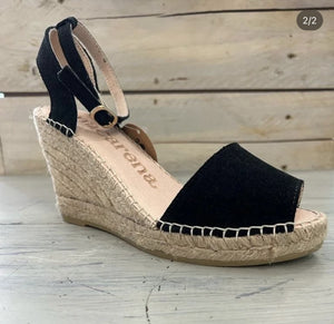 Macarena Carla Wedge - Black Suede