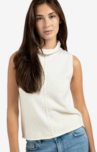 YAYA - High Neck Cable Knit Vest - Off White