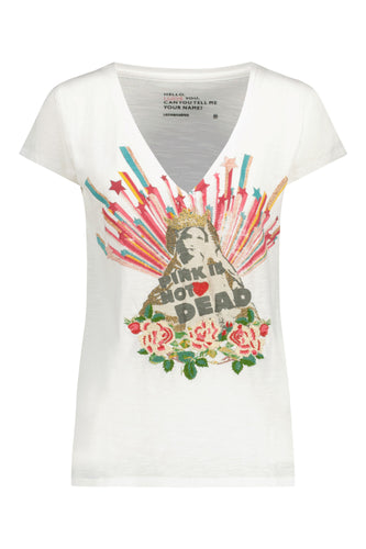 Leon & Harper Tonton Madone + White V neck Collar Tshirt