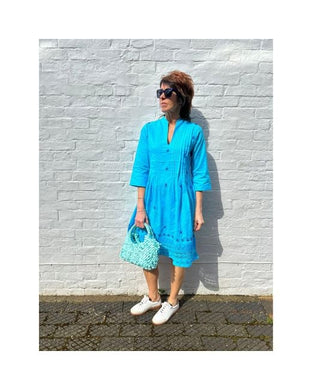 Dreams - Pleated Lace Dress - Turquoise