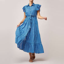 Dreams - Long Beach Dress - Blue Checks