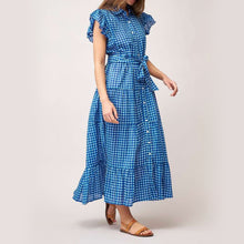 Dreams - Long Beach Dress - Blue Checks