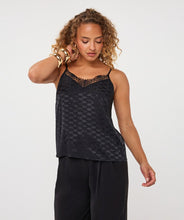 EsQualo - Satin Jacquard Camisole - Black