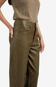 YAYA - Faux Leather Trousers - Khaki