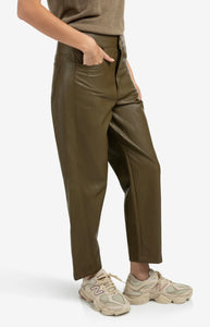 YAYA - Faux Leather Trousers - Khaki