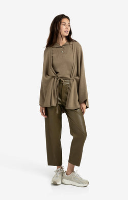 YAYA - Faux Leather Trousers - Khaki