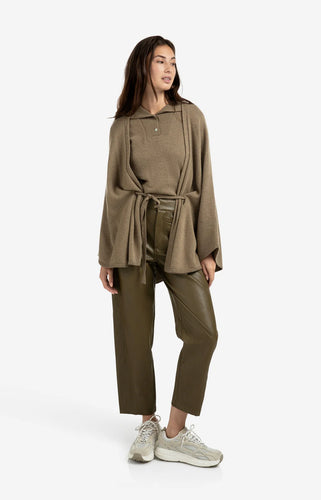 YAYA - Faux Leather Trousers - Khaki