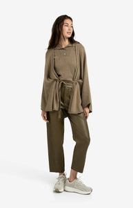 YAYA - Faux Leather Trousers - Khaki