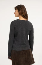YAYA - Fine-Knit Cardigan - Dark Anthracite Melange