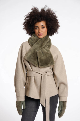 Rino & Pelle - Stip Faux Fur Scarf - Green ash