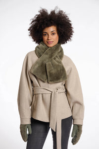 Rino & Pelle - Stip Faux Fur Scarf - Green ash