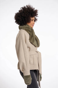 Rino & Pelle - Stip Faux Fur Scarf - Green ash