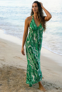 Sophia Alexia Silk Ibiza Maxi Dress - Green Coral