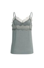 YAYA - Jersey Singlet V-Neck with Lace - Grey