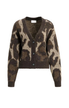 YAYA - Knitted Cardigan with Batwing Sleeves - Cocoa Brown Dessin