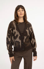 YAYA - Knitted Cardigan with Batwing Sleeves - Cocoa Brown Dessin
